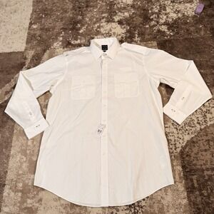 Brooks Brothers United Airlines Shirt Mens 17 36/37 White Long Sleeve Pilot NEW